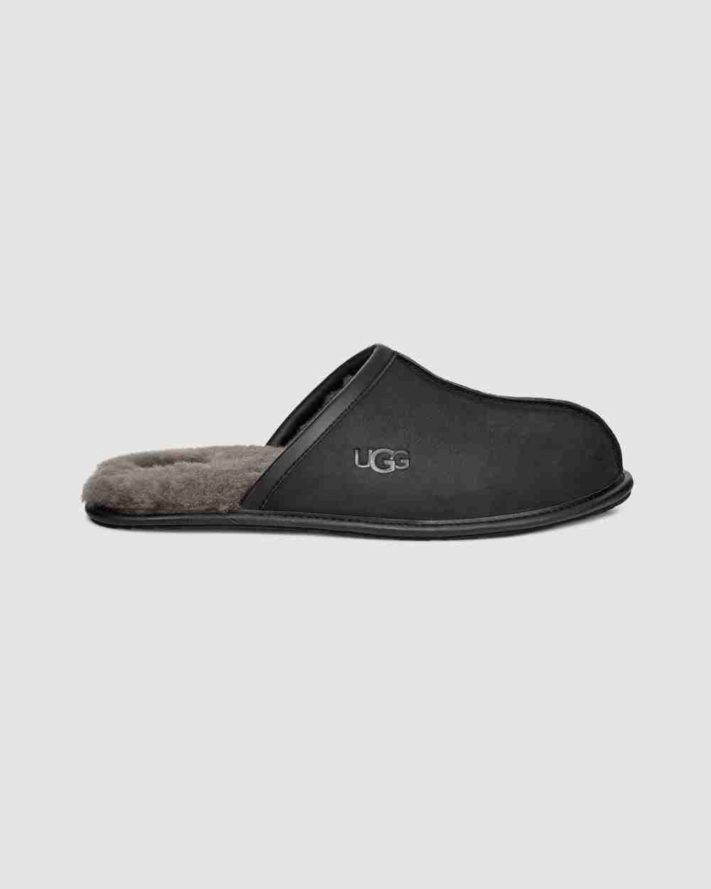 Black leather ugg slippers online