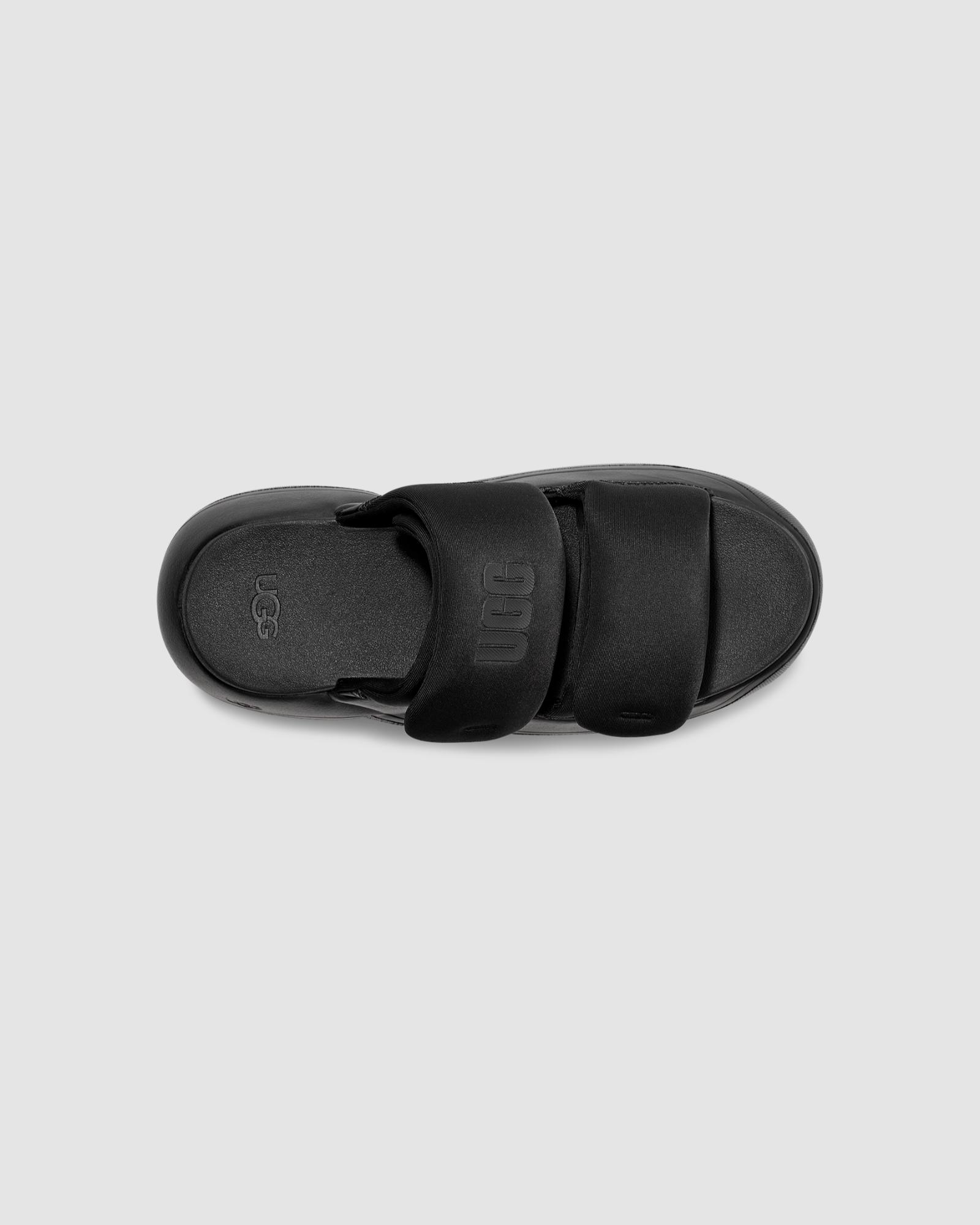 UGG BLACK LA ALTO STITCH SLIDE PLATFORM SNEAKER SANDALS