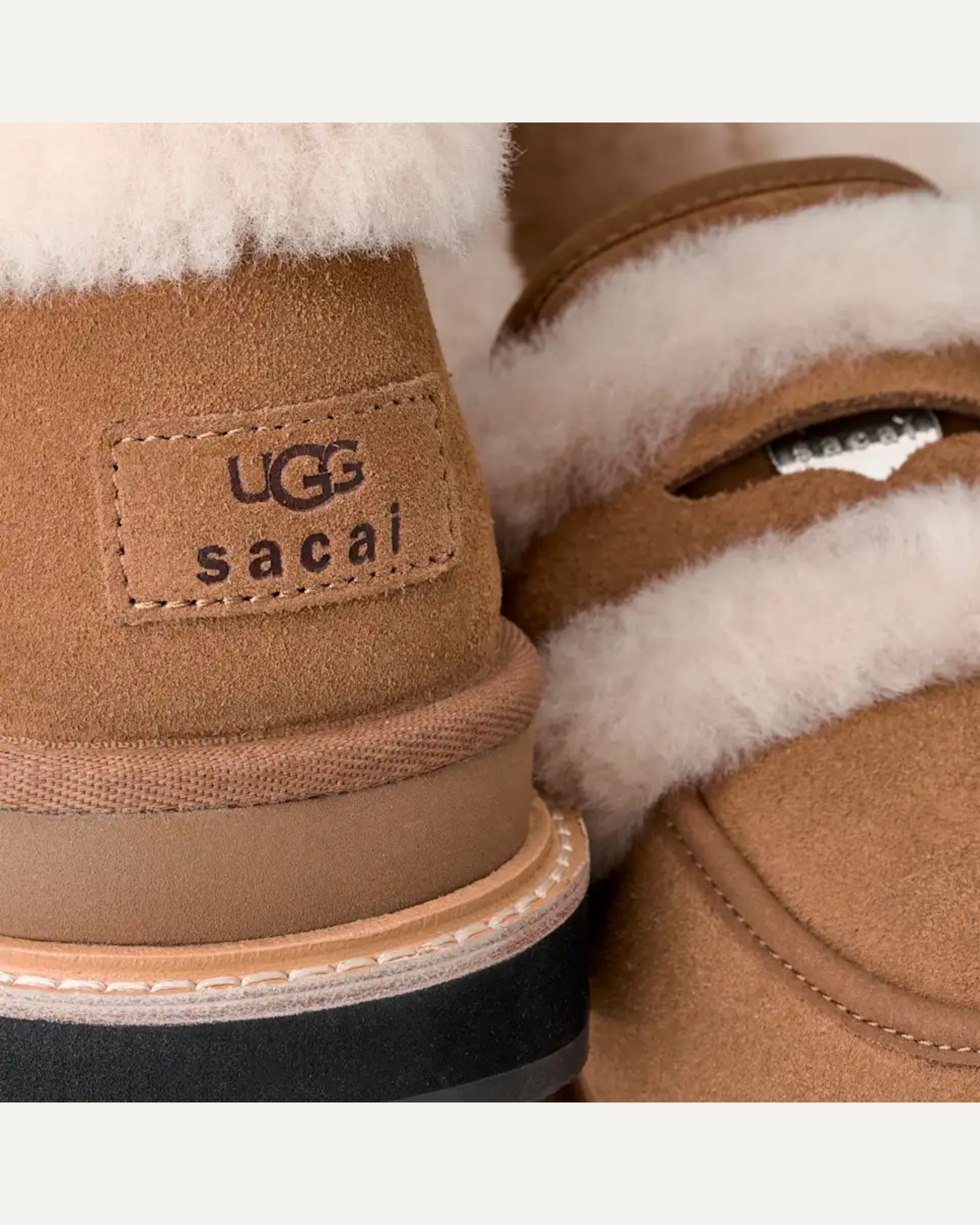 Sacai UGG Chestnut ローファー 23cm キャメル　US37 x UGG suede and shearling penny loafers in beige - Sacai | Mytheresa